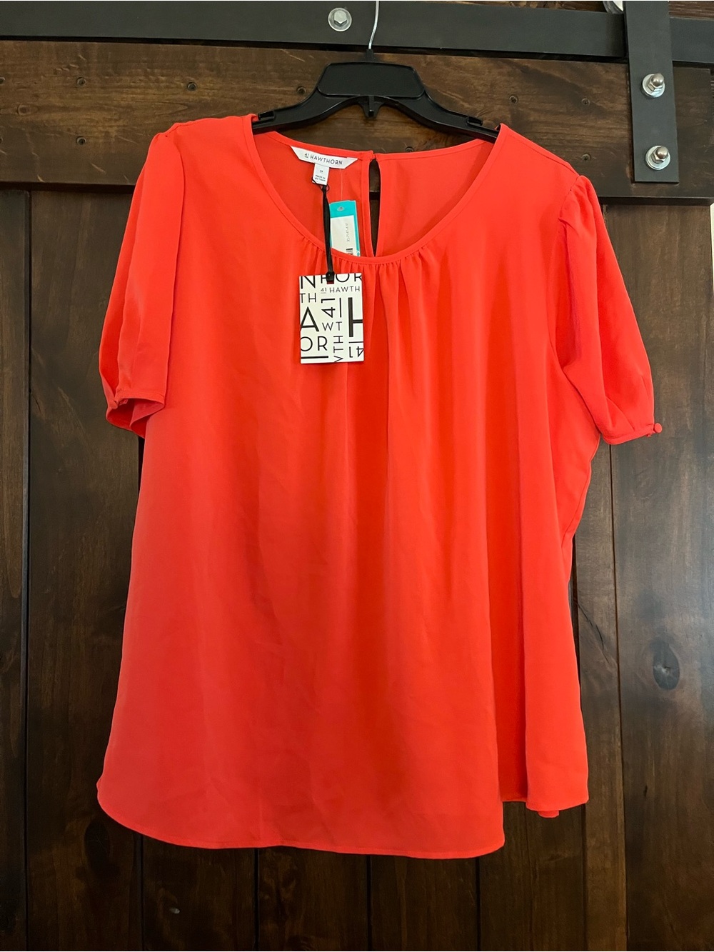 41 Hawthorn Bright Coral Short Sleeve Blouse